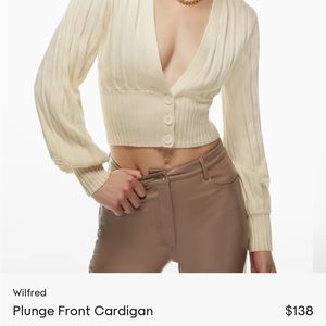 ARITZIA PLUNGE FRONT CARDIGAN - LIGHT BIRCH, SIZE S
